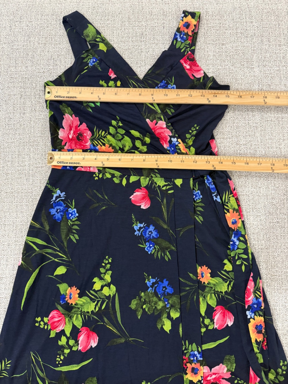 LeLis Renada Navy Multi Floral Sleeveless Faux Wrap Maxi Dress - Picture 6 of 8